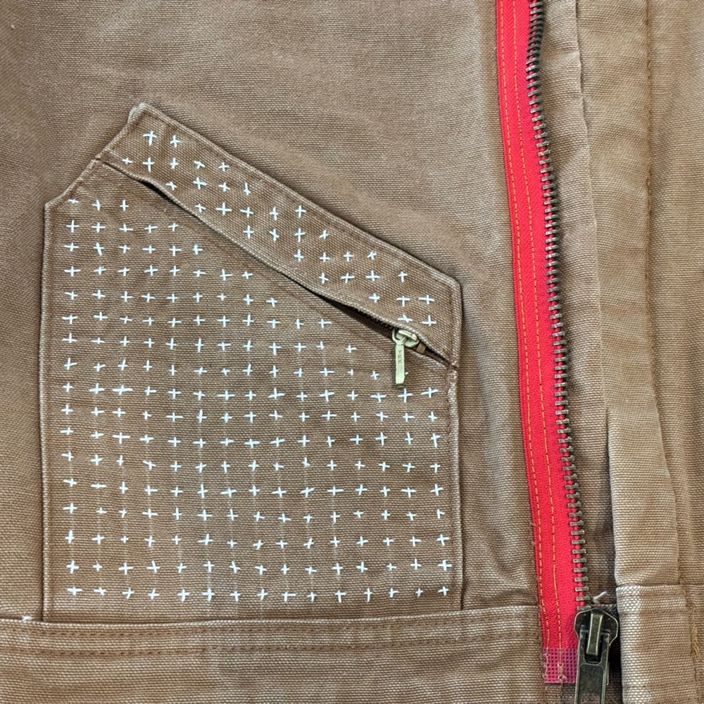Walls Reworked Cropped Utility Coat, Brown Duck Canvas Jacket SZ 42-44 - Picture 4 of 9